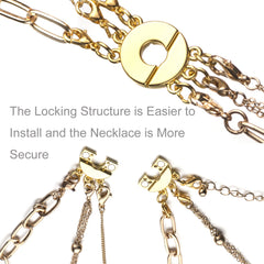 Layered Necklace Clasp, Locking Magnetic Multi Necklace Clasp, Necklace Separator for Layering 3 Strands Gold