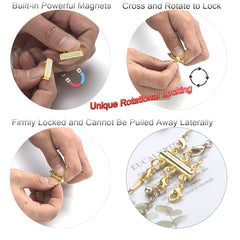 Necklace Layering Clasps Separator for Stackable Necklaces Chains, Necklace Clasps for Layered Look Without Getting Tangled 2 Strands (Gold+Silver)