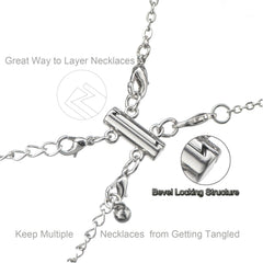 Necklace Layering Clasps Separator for Stackable Necklaces Chains, Necklace Clasps for Layered Look Without Getting Tangled 2 Strands (Gold+Silver)