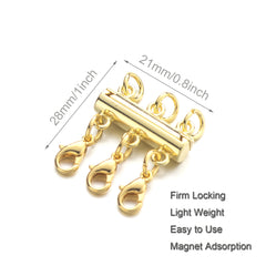 Necklace Layering Clasps Separator for Stackable Necklaces Chains, Necklace Clasps for Layered Look Without Getting Tangled 3 Strands (Gold+Silver)