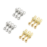 Necklace Layering Clasps Separator for Stackable Necklaces Chains, Necklace Clasps for Layered Look Without Getting Tangled 3 Strands (Gold+Silver)