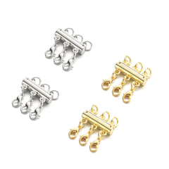 Necklace Layering Clasps Separator for Stackable Necklaces Chains, Necklace Clasps for Layered Look Without Getting Tangled 3 Strands (Gold+Silver)