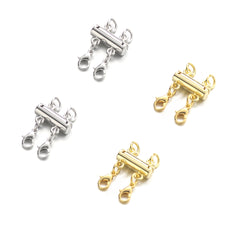 Necklace Layering Clasps Separator for Stackable Necklaces Chains, Necklace Clasps for Layered Look Without Getting Tangled 2 Strands (Gold+Silver)