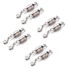 Zpsolution 6mm  Oval Shape Magnetic Jewelry Clasps 8 pcs Silver
