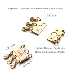 Locking Magnetic Triple Necklace Layering Clasp, Separator for Stackable Necklaces