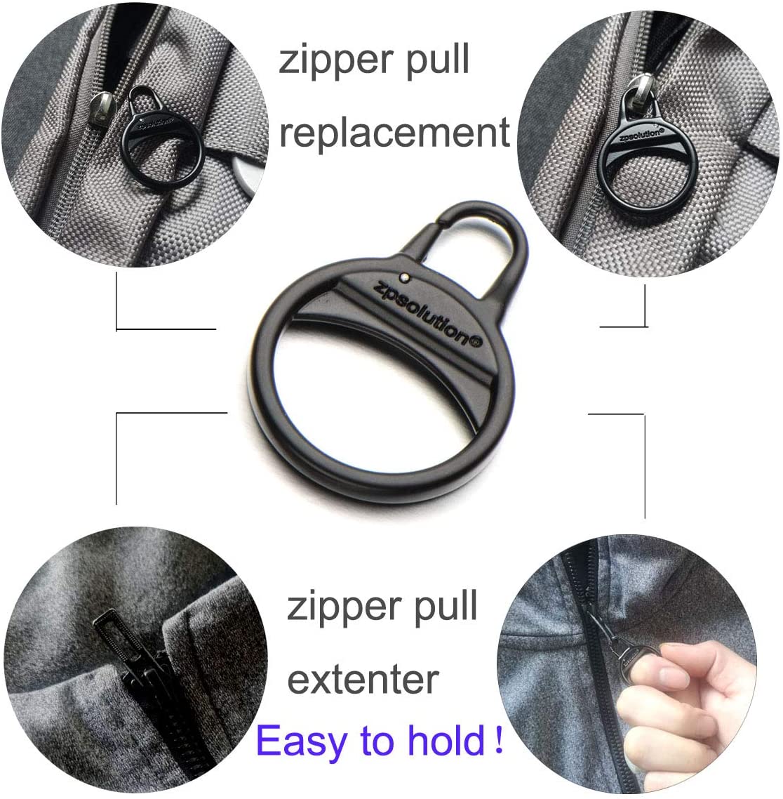 Zpsolution Zipper Pull Tab Replacement Metal Zipper Handle Mend Fixer for Suitcases Luggage Jacket Backpacks Coat Boots