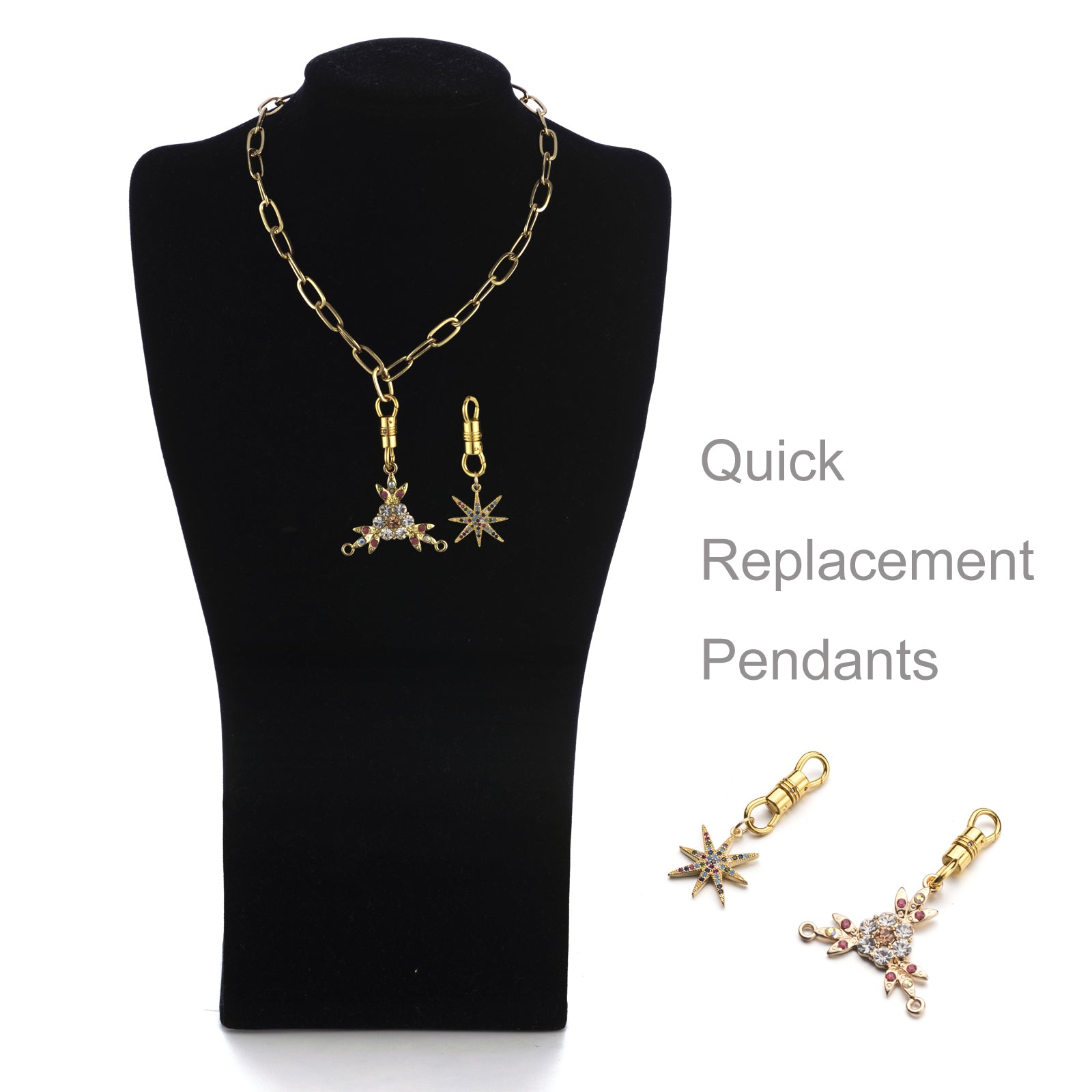 Double Opening Swivel Clasp for Necklace, Clasp Connector for Pendant, Necklace Charm Holder