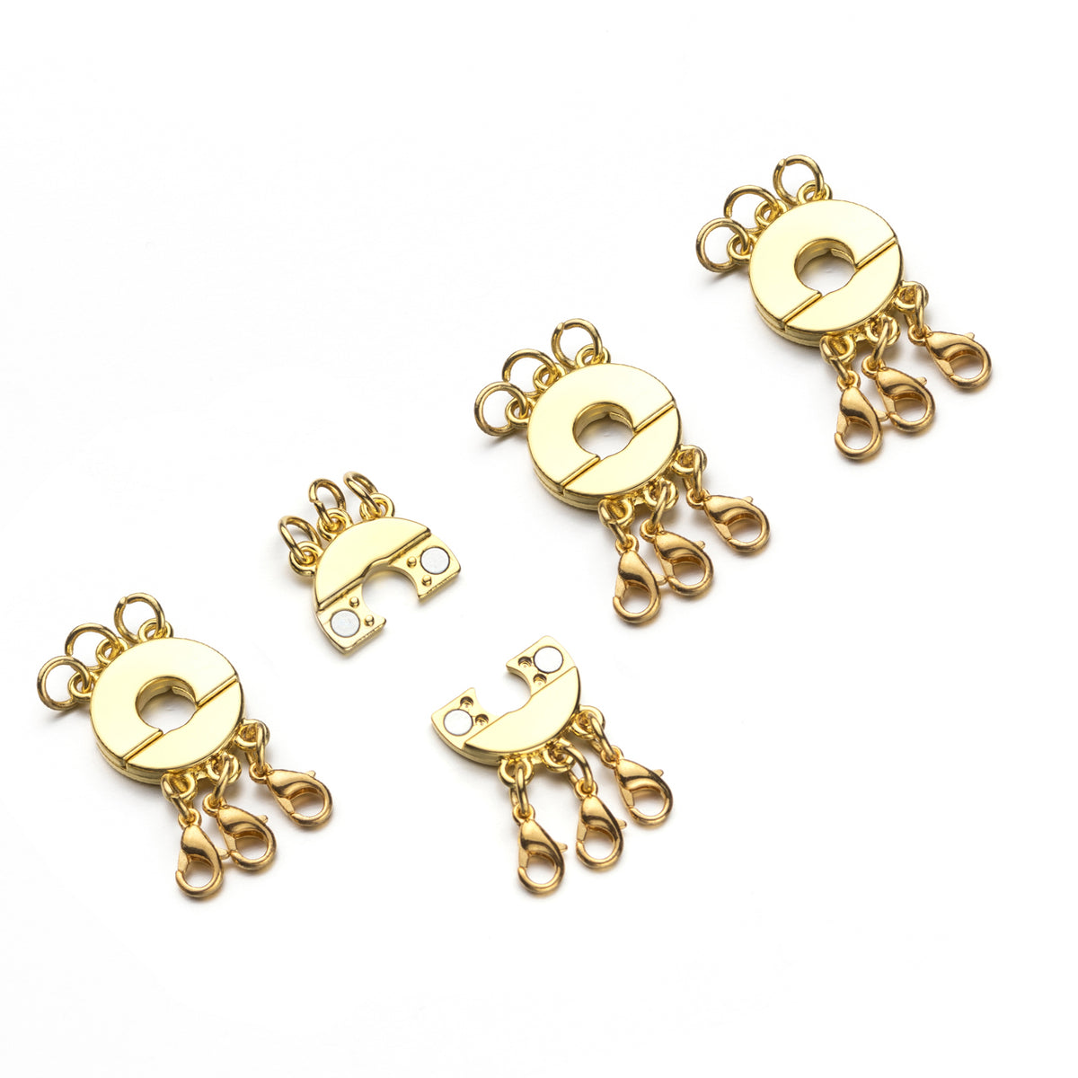 Layered Necklace Clasp, Locking Magnetic Multi Necklace Clasp, Necklace Separator for Layering 3 Strands Gold