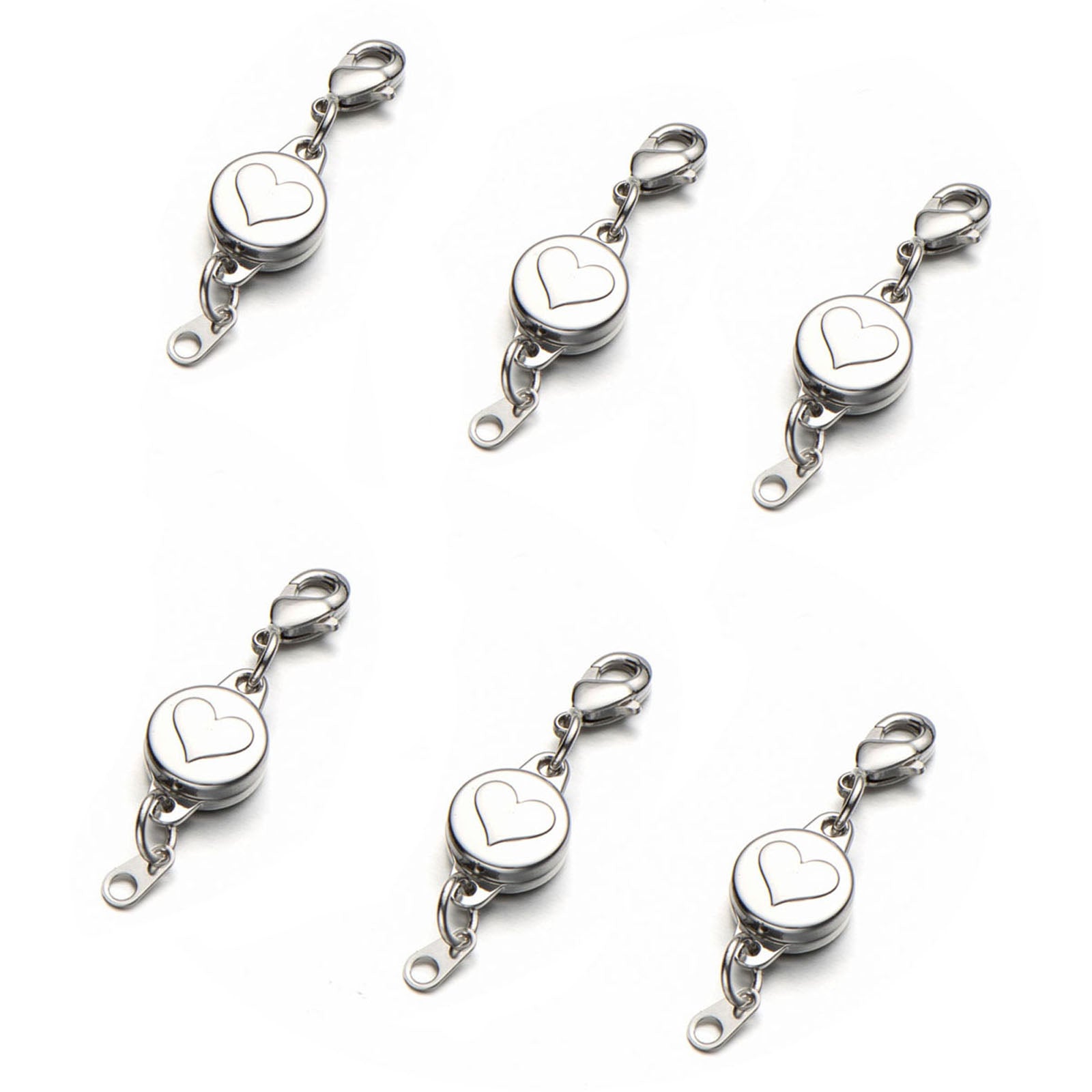 Locking Magnetic Bracelet Necklace Clasps with Heart Badge