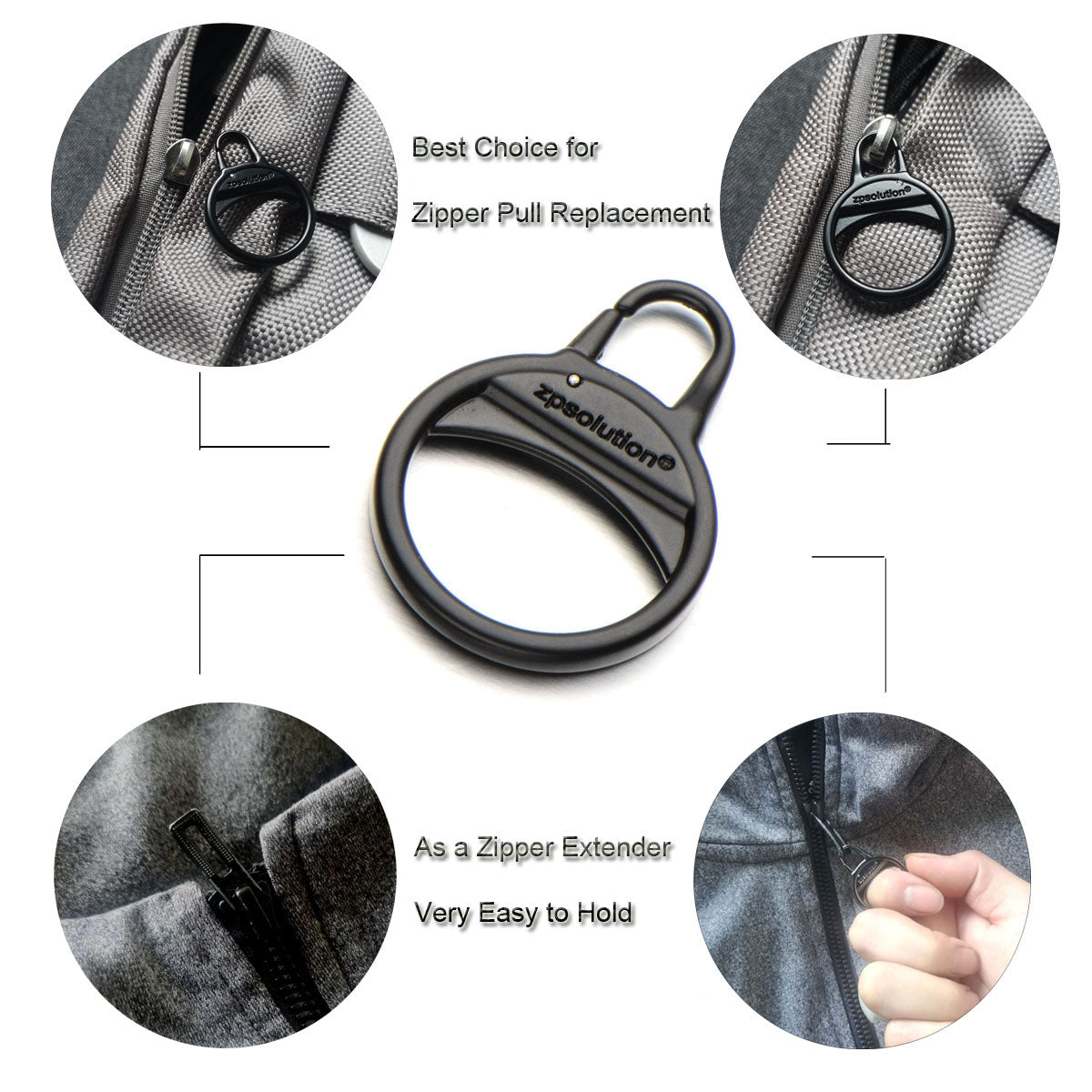 Stainless Steel Ring Zipper Pull Replacement - More Sturdy Zipper Pull Fix - Easy Use for Jacket Backpacks Boots