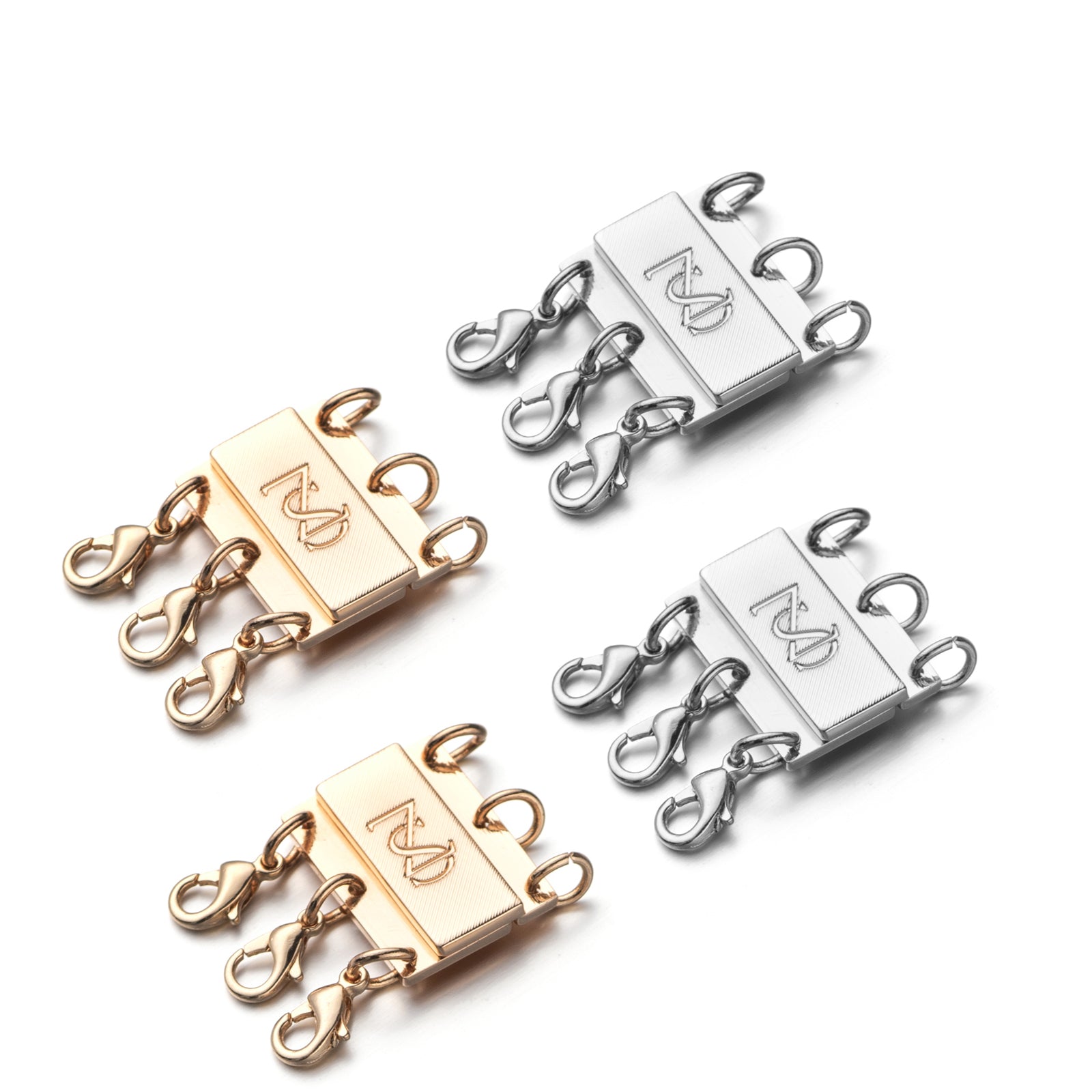 Locking Magnetic Triple Necklace Layering Clasp, Separator for