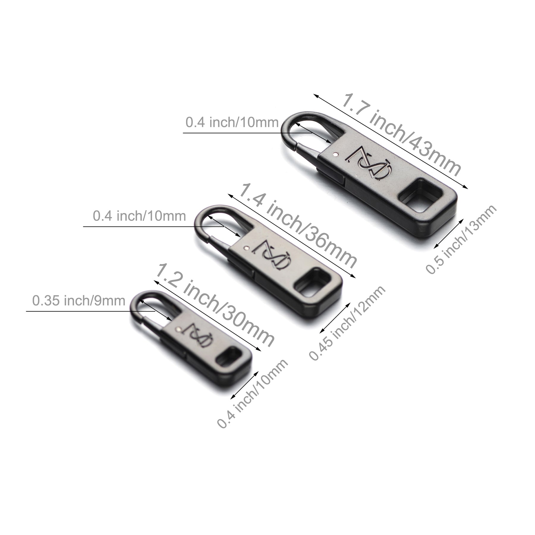 3 Size Luggage Zipper Pulls Replacement - Easy Repair for Broken and Missing Zipper Pulls