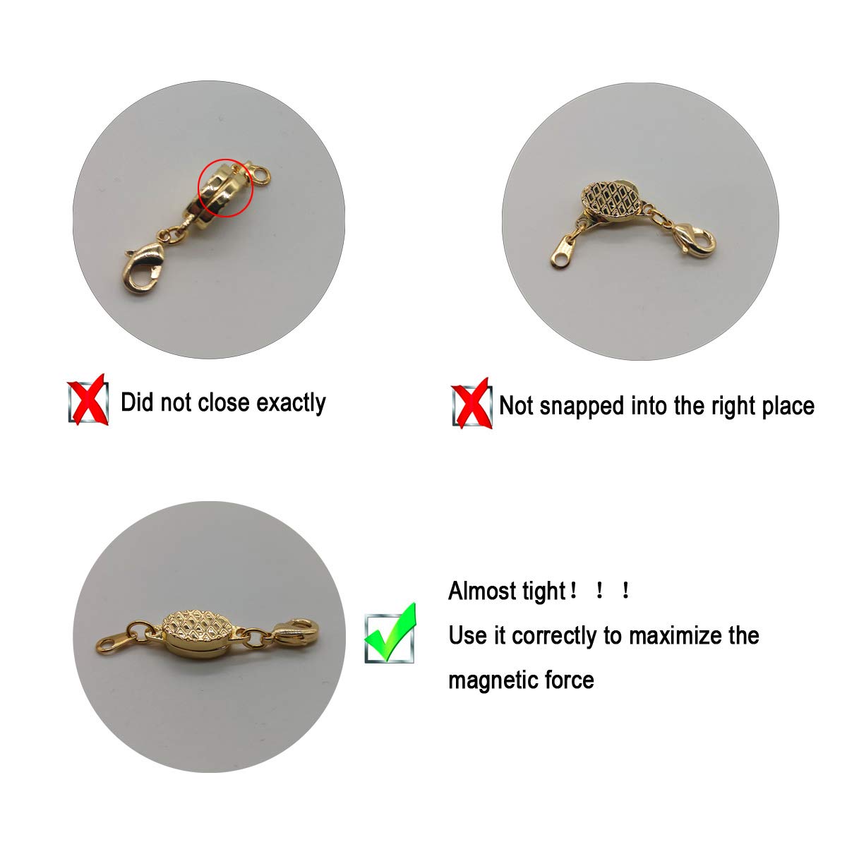 Built-in Safety Locking Magnetic Jewelry Clasp for Necklace and Bracelet