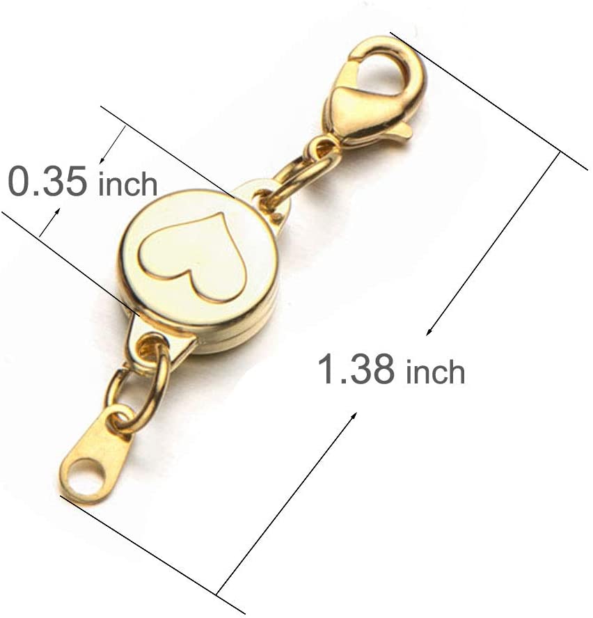 Locking Magnetic Bracelet Necklace Clasps with Heart Badge