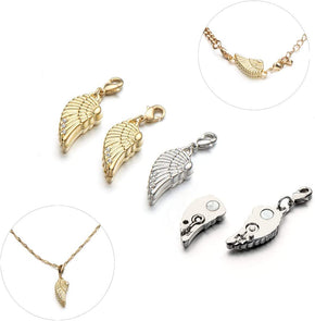 2-in-1 Locking Safety Magnetic Jewelry Clasps Angel Wings Charm Pendants